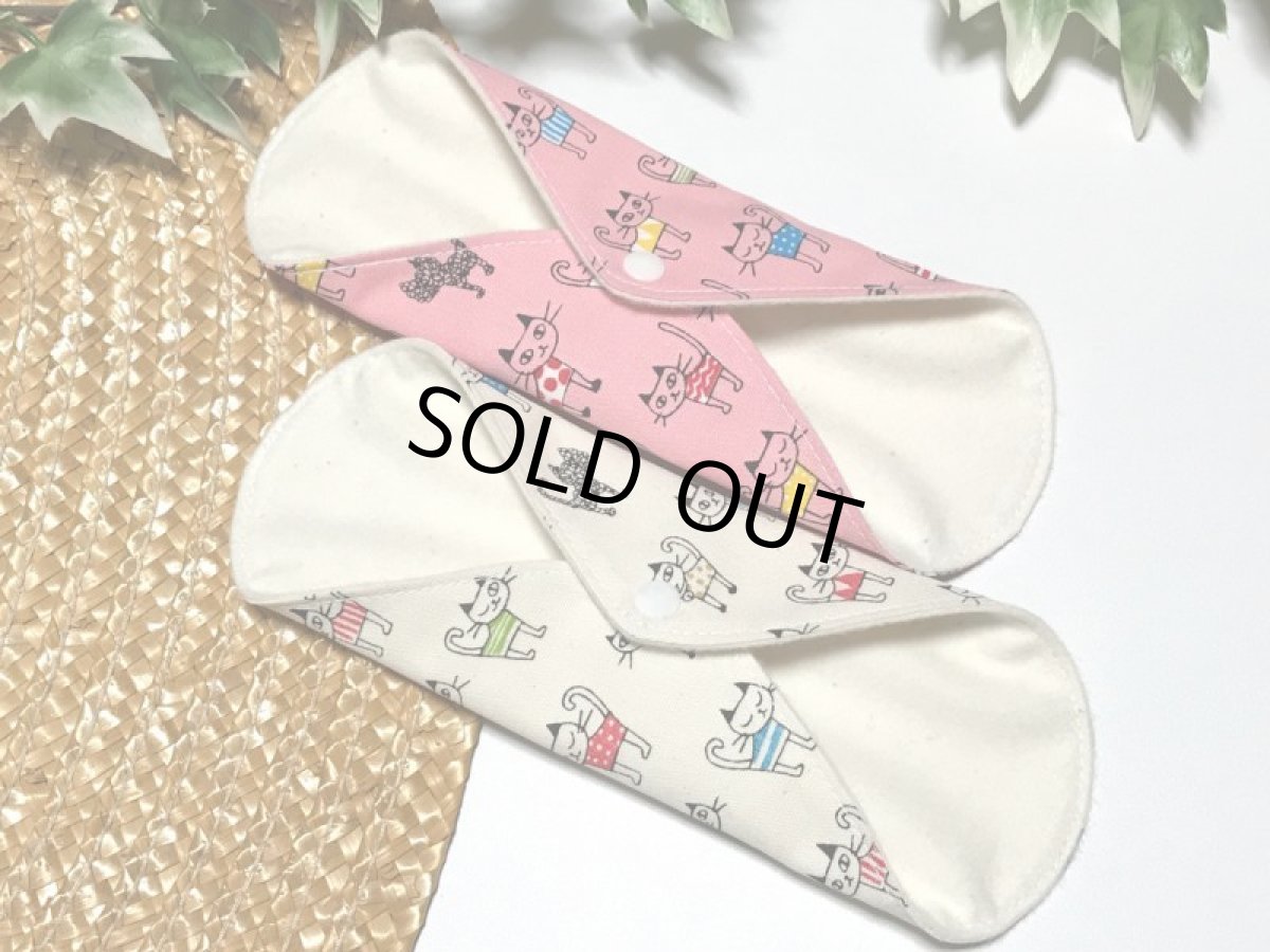 画像3: 【復活】★布ナプキン★2枚セット★ライナー(服を着た猫ちゃんx無漂白ネル) (3)