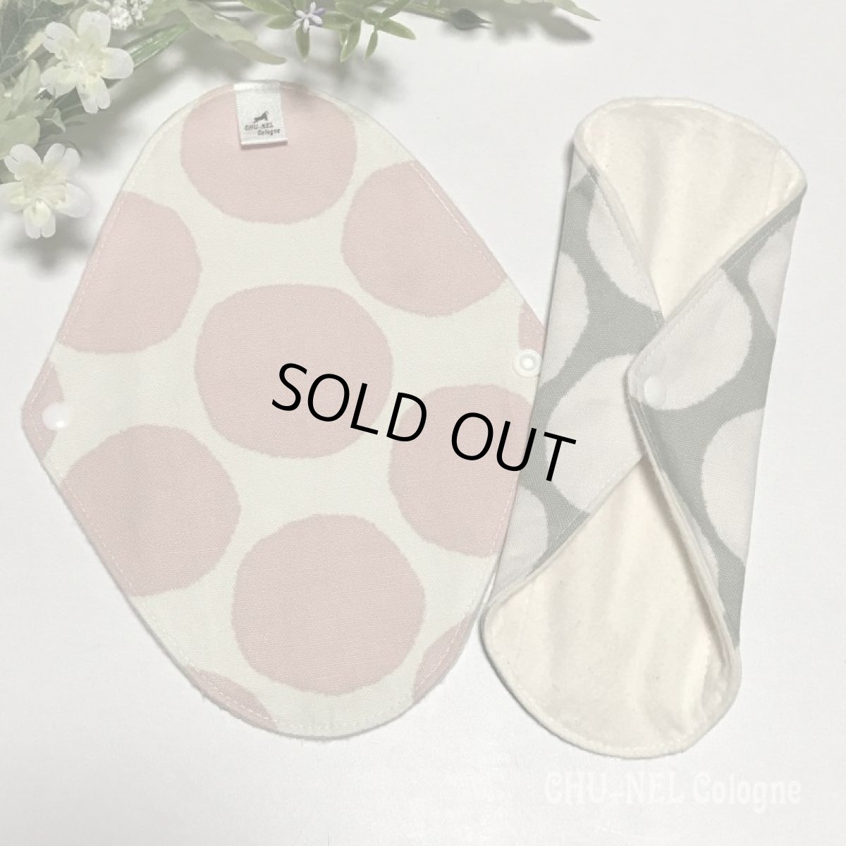 画像2: ★布ナプキンSサイズ★2枚セット★6層防水(大きな水玉x無漂白ネル) (2)