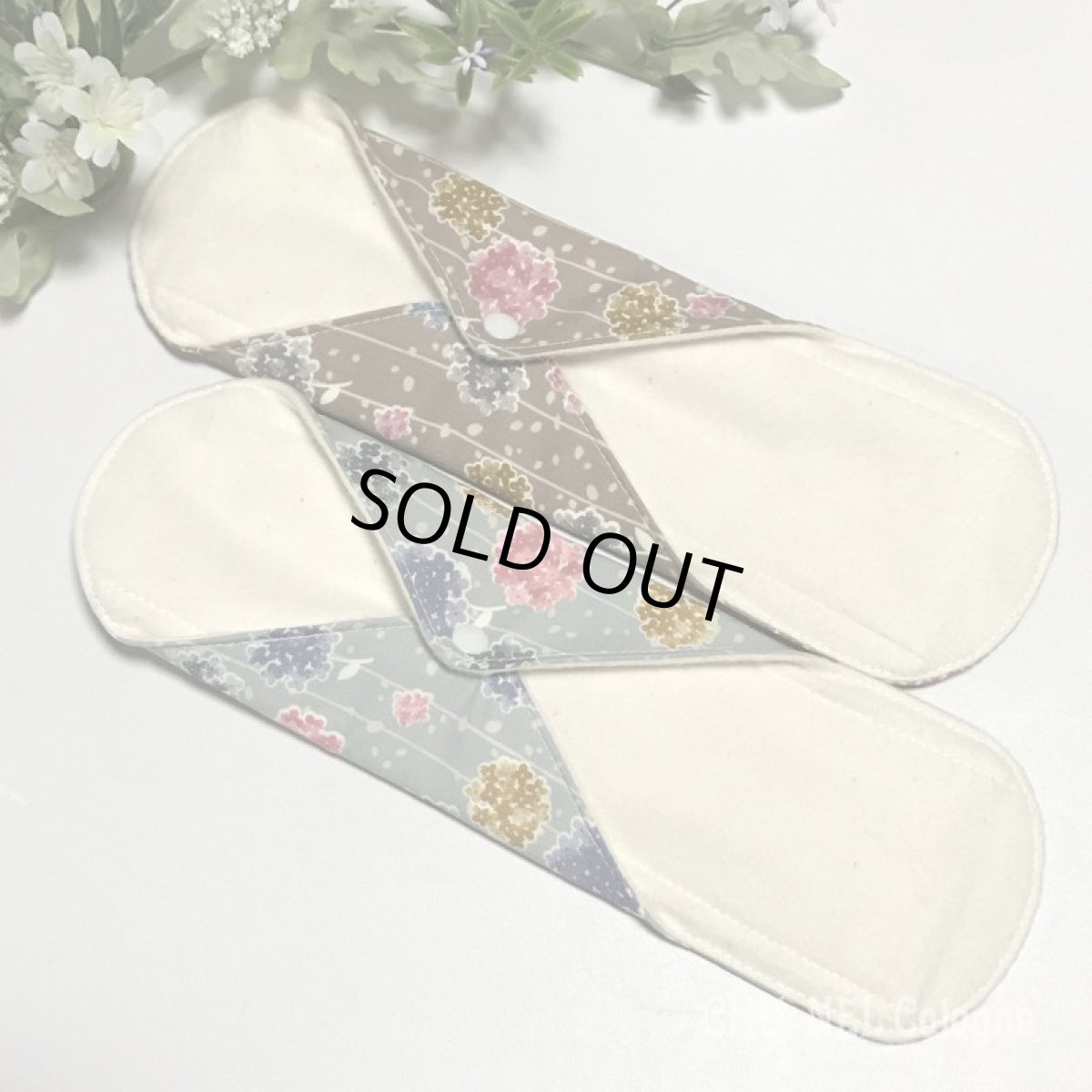 画像3: ★布ナプキンMサイズ★2枚セット★7層防水(あじさいラインx無漂白ネル) (3)