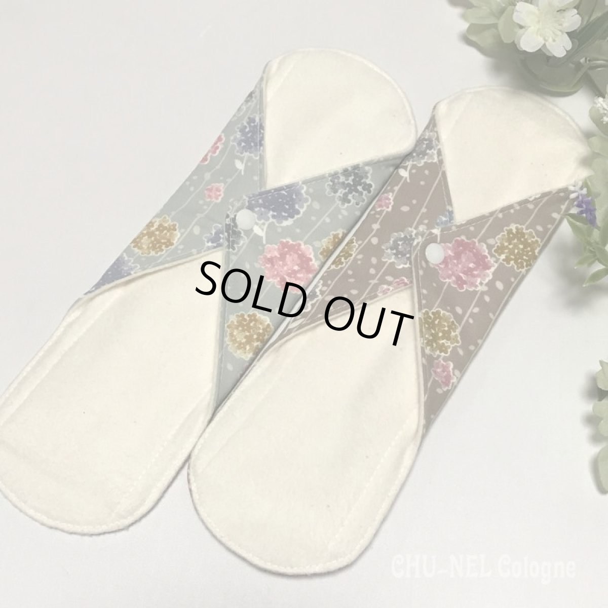 画像4: ★布ナプキンMサイズ★2枚セット★7層防水(あじさいラインx無漂白ネル) (4)