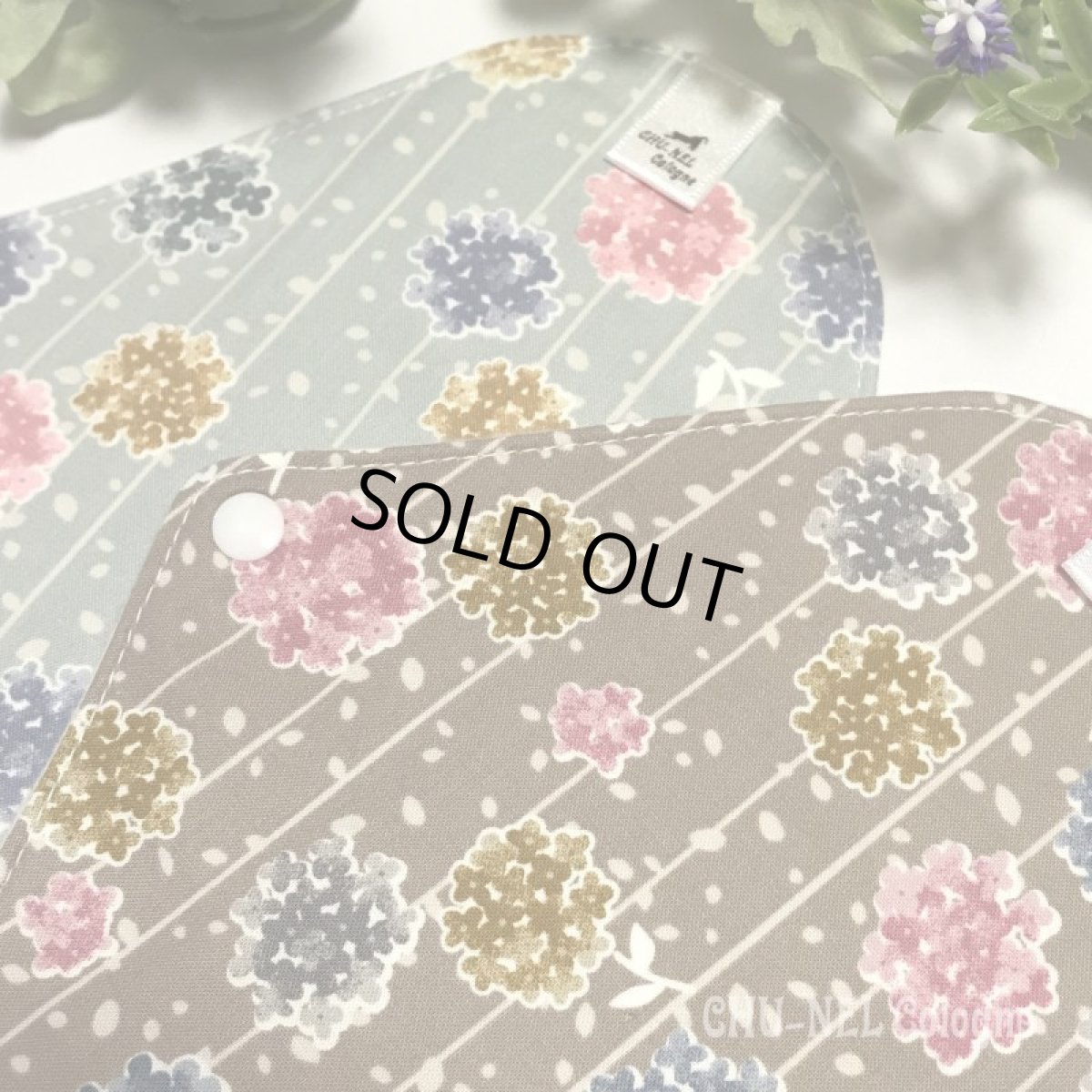 画像5: ★布ナプキンMサイズ★2枚セット★7層防水(あじさいラインx無漂白ネル) (5)