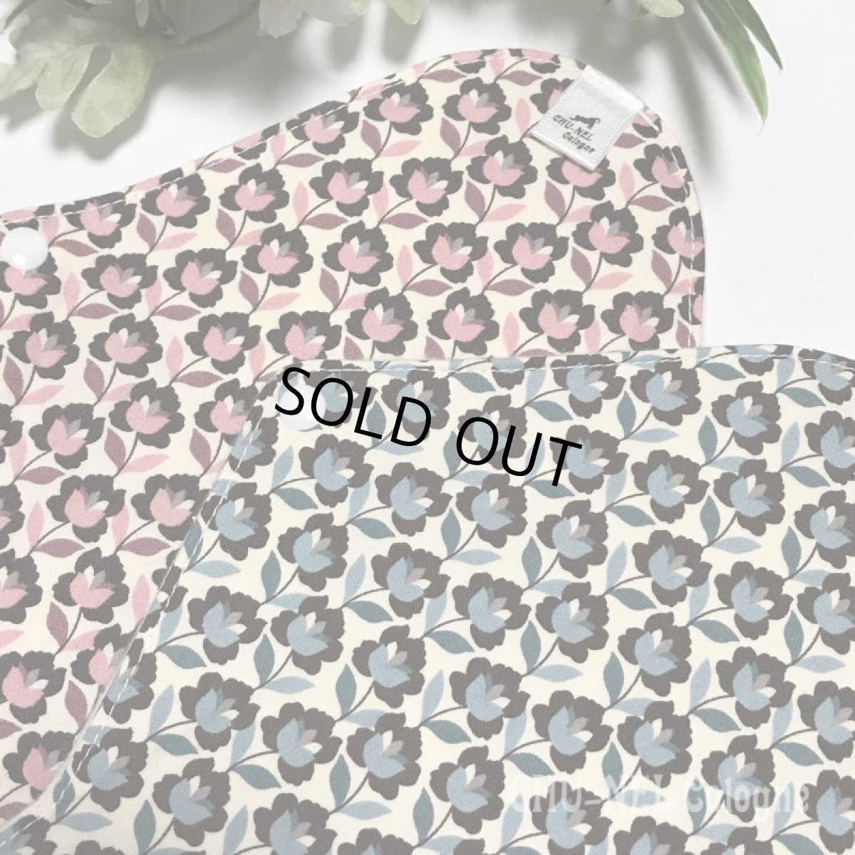 画像6: ★布ナプキンLサイズ★7層防水(レトロミニフラワーx無漂白ネル)ブルー (6)