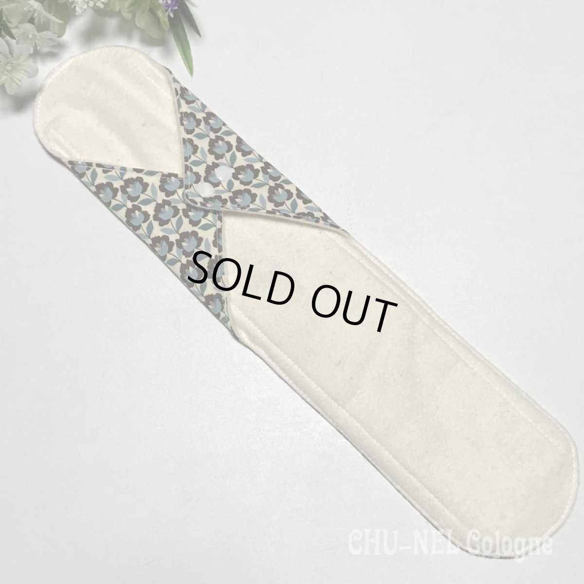 画像3: ★布ナプキンLサイズ★7層防水(レトロミニフラワーx無漂白ネル)ブルー (3)