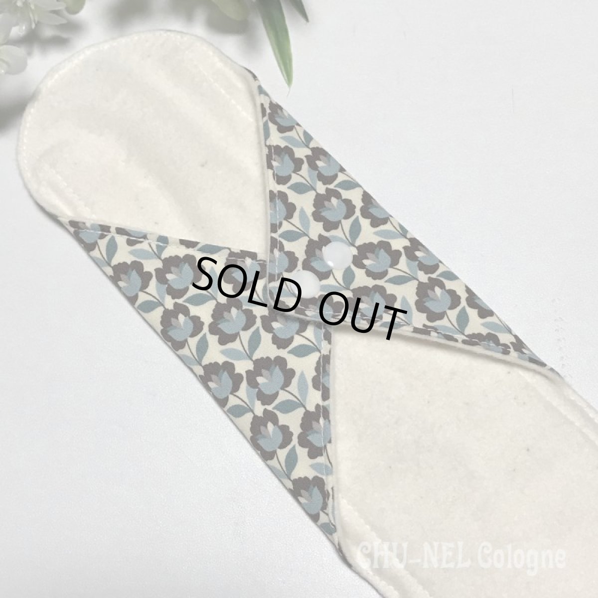 画像4: ★布ナプキンLサイズ★7層防水(レトロミニフラワーx無漂白ネル)ブルー (4)