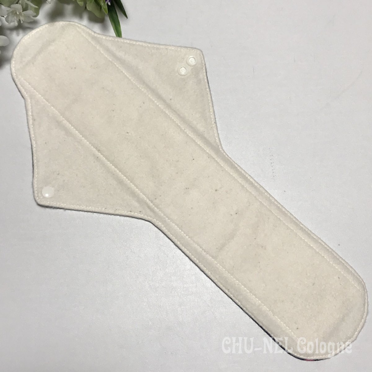 画像5: ★布ナプキンLサイズ★7層防水(まるいお花とちょうちょx無漂白ネル)ネイビー (5)