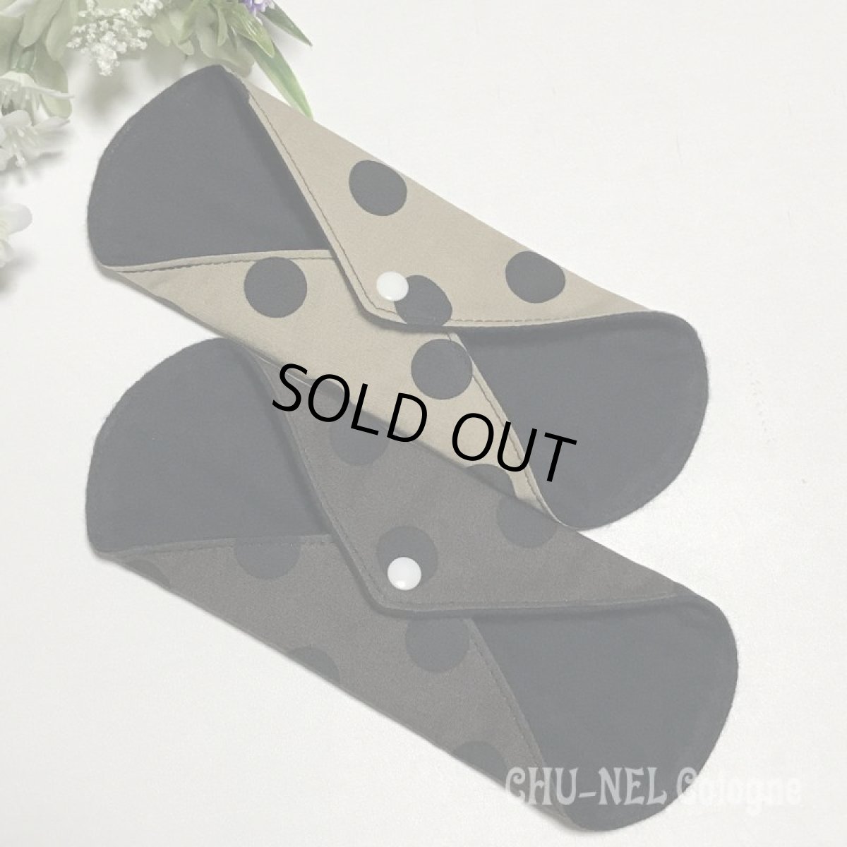 画像3: ★布ナプキン★2枚セット★ライナー(黒ドットx黒ネル) (3)