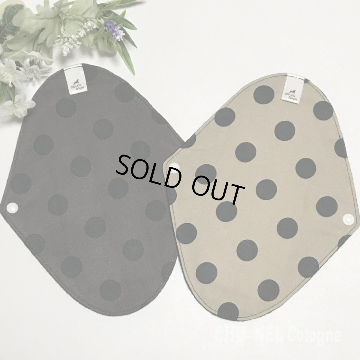 画像2: ★布ナプキンSサイズ★2枚セット★6層防水(黒水玉x黒ネル) (2)