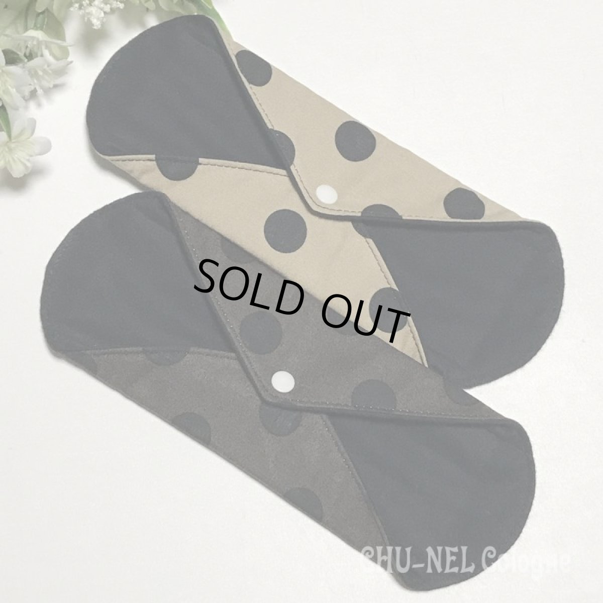 画像3: ★布ナプキンSサイズ★2枚セット★6層防水(黒水玉x黒ネル) (3)