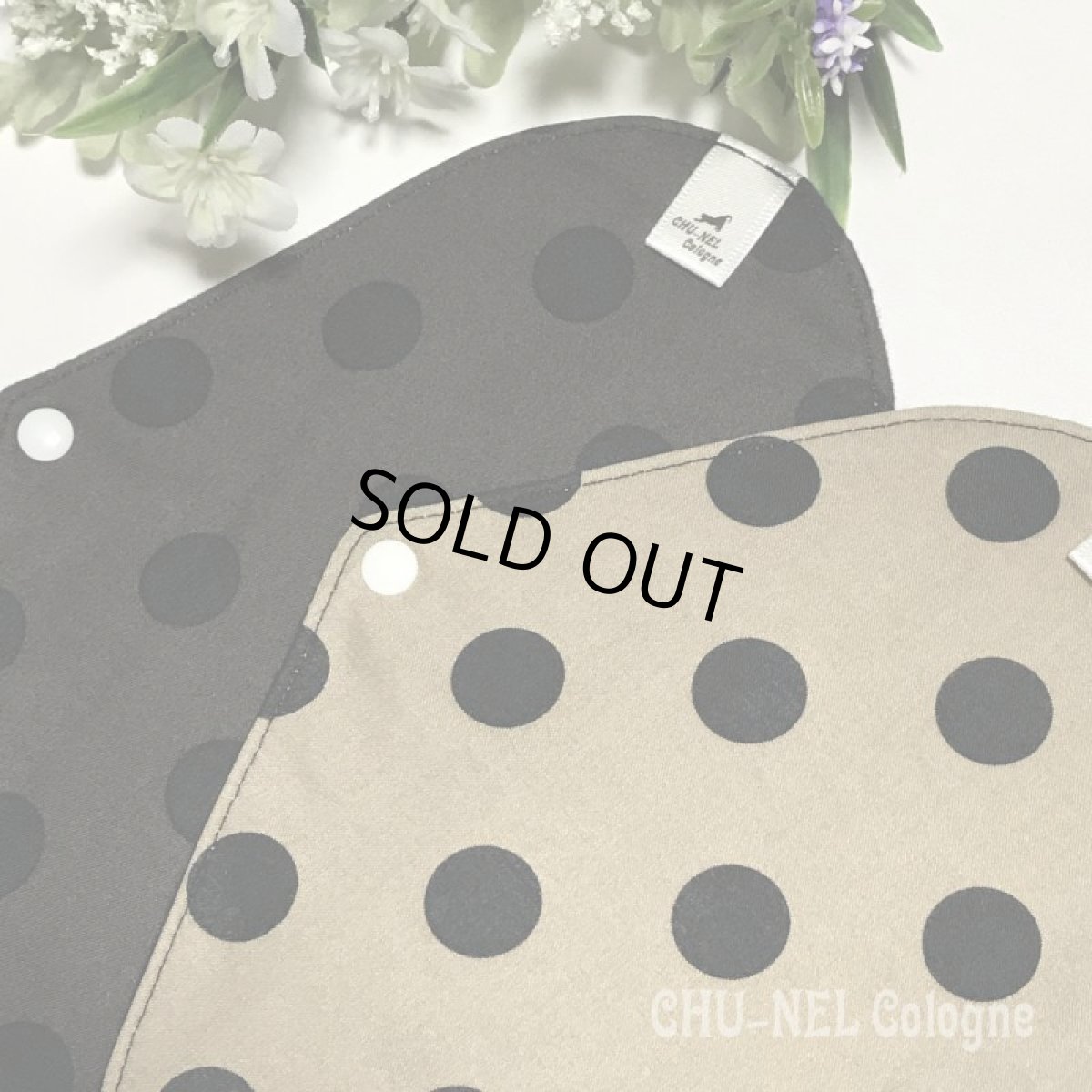 画像5: ★布ナプキンSサイズ★2枚セット★6層防水(黒水玉x黒ネル) (5)