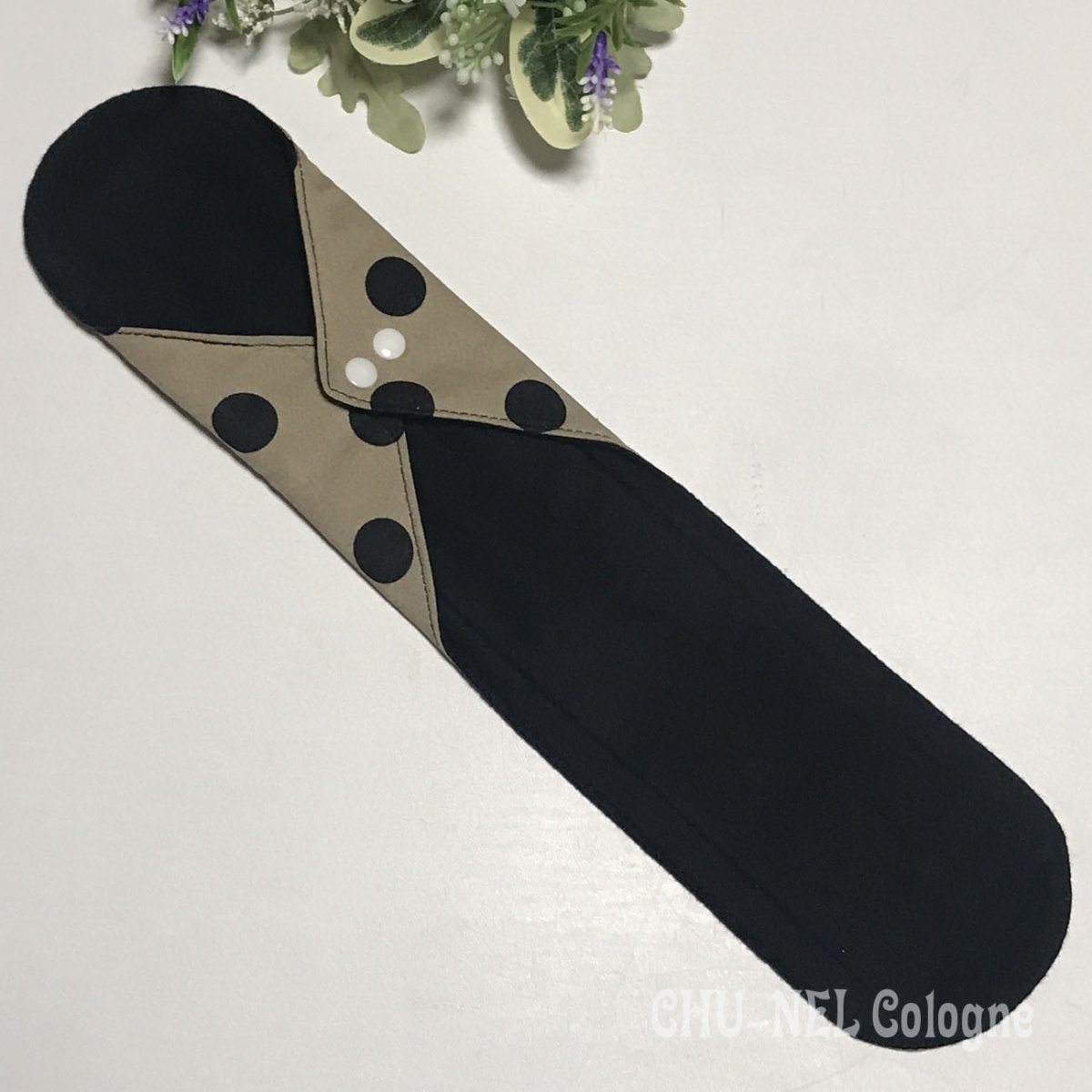 画像4: ★布ナプキンLサイズ★7層防水(黒水玉x黒ネル・モカベージュ) (4)