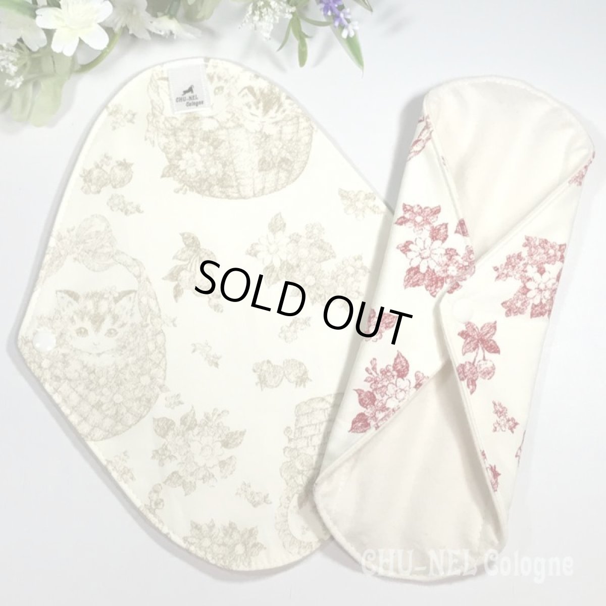 画像2: ★布ナプキンSサイズ★2枚セット★6層防水(ヨーロピアン子猫x無漂白ネル) (2)