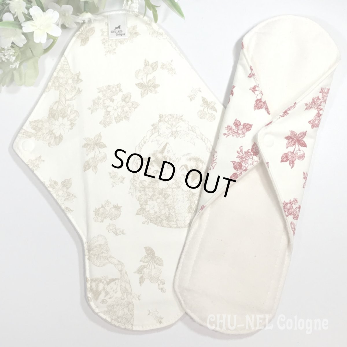 画像2: ★布ナプキンMサイズ★2枚セット★7層防水(ヨーロピアン子猫x無漂白ネル) (2)