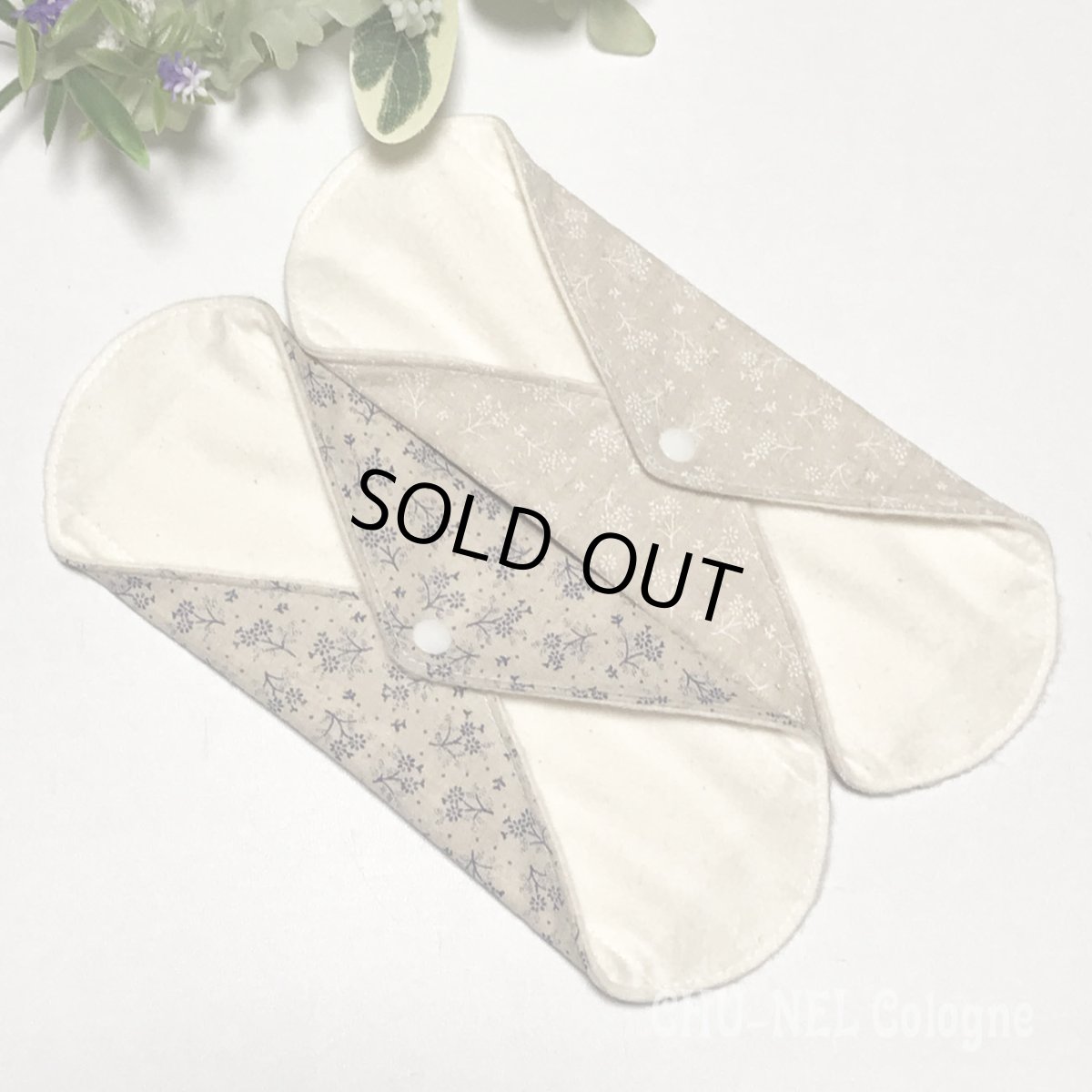 画像3: ★布ナプキンSサイズ★2枚セット★6層防水(ナチュラル小花x無漂白ネル) (3)