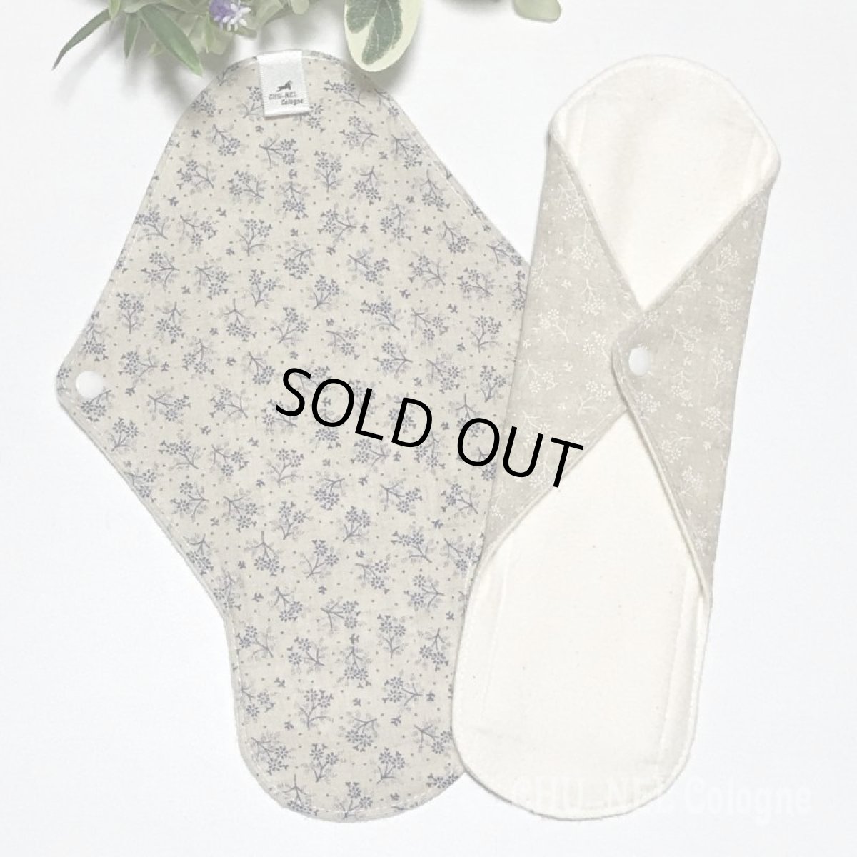 画像2: ★布ナプキンMサイズ★2枚セット★7層防水(ナチュラル小花x無漂白ネル) (2)