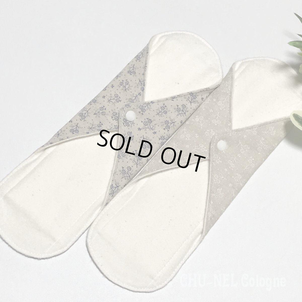 画像4: ★布ナプキンMサイズ★2枚セット★7層防水(ナチュラル小花x無漂白ネル) (4)