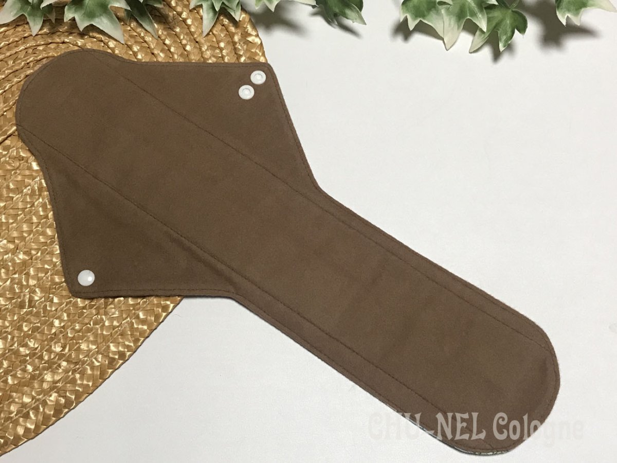 画像5: ★布ナプキンLサイズ★7層防水(エレガントフラワーGGxモカ茶ネル)グレー (5)