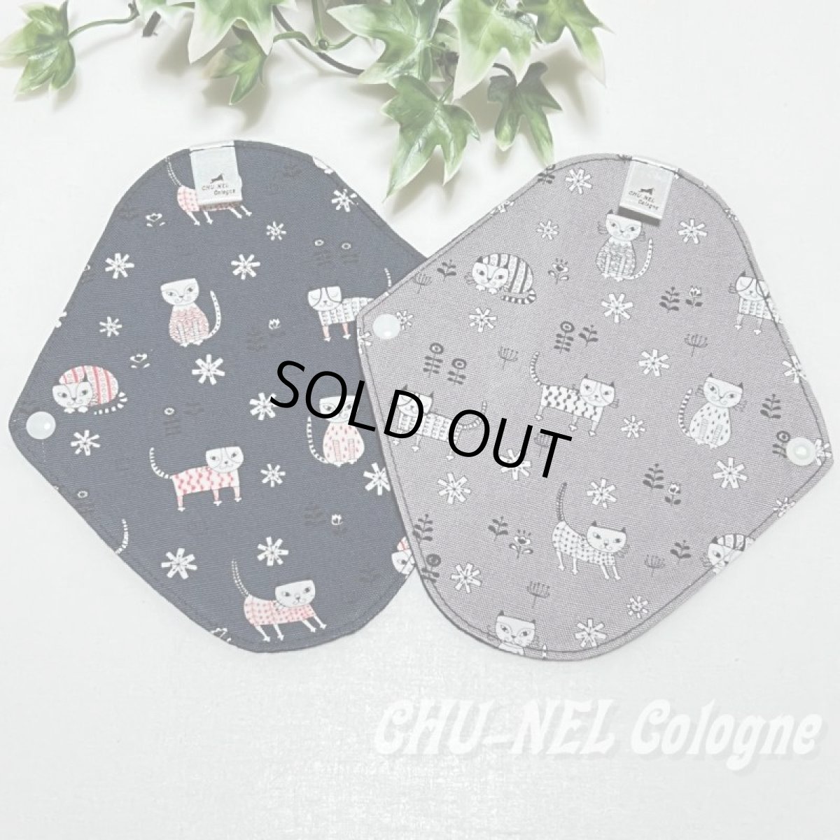 画像5: お肌面2色から選べる★布ナプキンSSサイズ★2枚セット★4層防水(北欧ニャンコ/ネイビーグレー) (5)