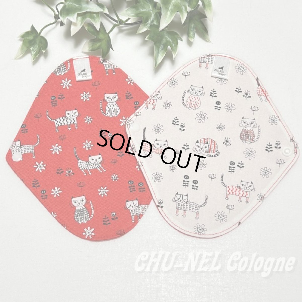 画像6: お肌面2色から選べる★布ナプキンライナー★2枚セット(北欧ニャンコ赤白) (6)