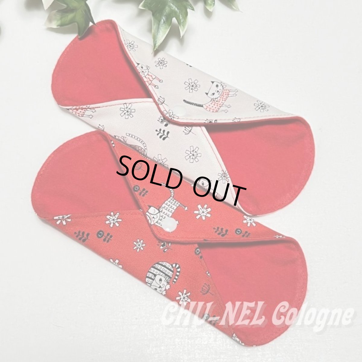 画像8: お肌面2色から選べる★布ナプキンライナー★2枚セット(北欧ニャンコ赤白) (8)